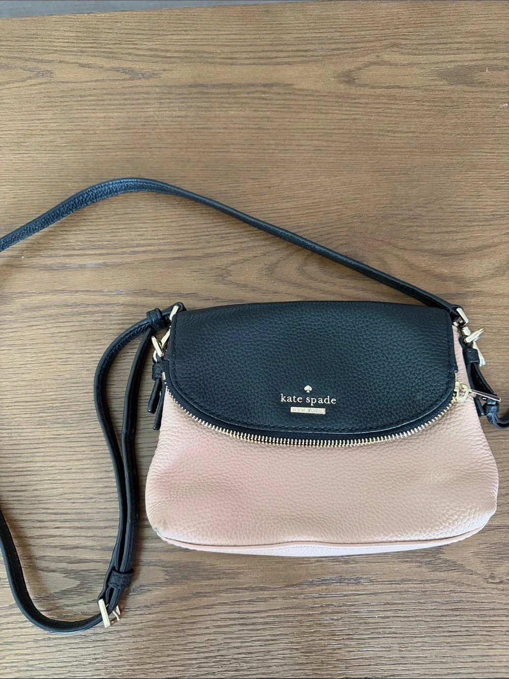 kate spade Black & Blush Pebbled Leather Crossbody